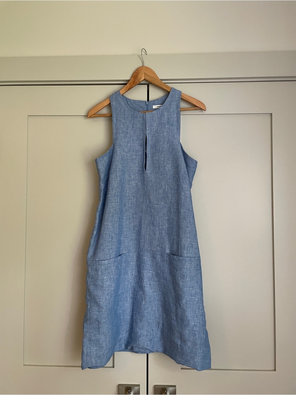 Emerson Fry Light Blue Sleeveless Shift Dress with Keyhole